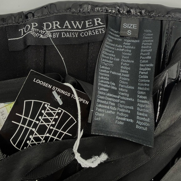 Daisy Corsets Top Drawer Steel Boned Black Patent
Plunge Neckline Corset, S,NWT - Picture 12 of 15